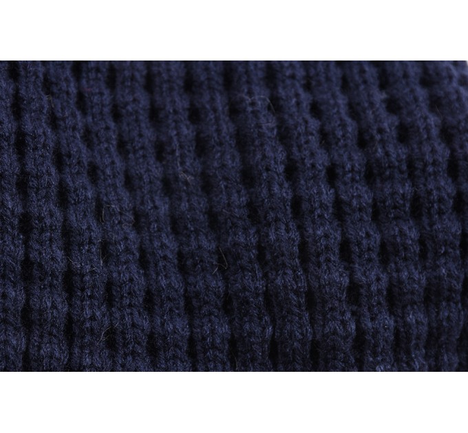 В'язаний шарф-хомут темно-синій