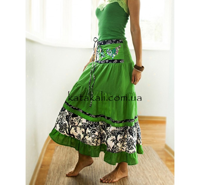 Спідниця довга зелена вишита