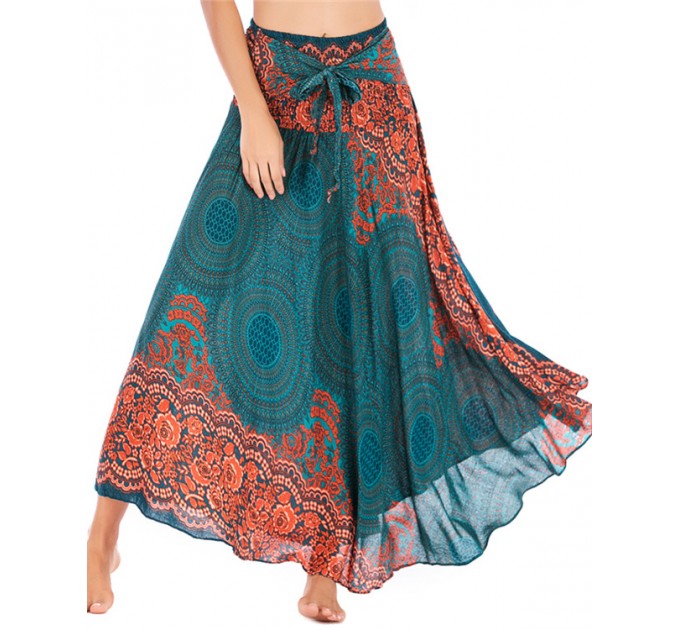 Спідниця жіноча довга зелена пляжна