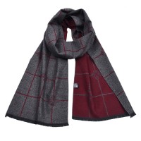 Шарф мужской двосторонній сіро-бордовий Шарф мужской двосторонній сіро-бордовий