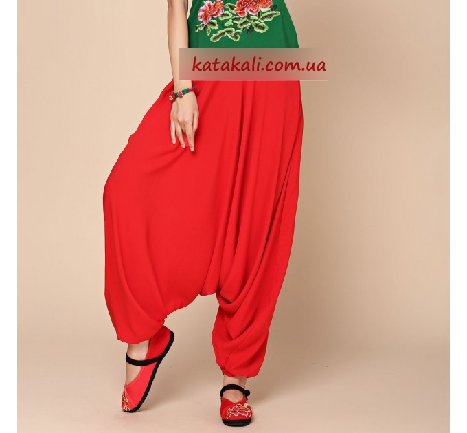 Жіночі штани афгані червоні натуральні