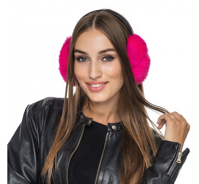 Хутряні навушники теплі жіночі рожеві
