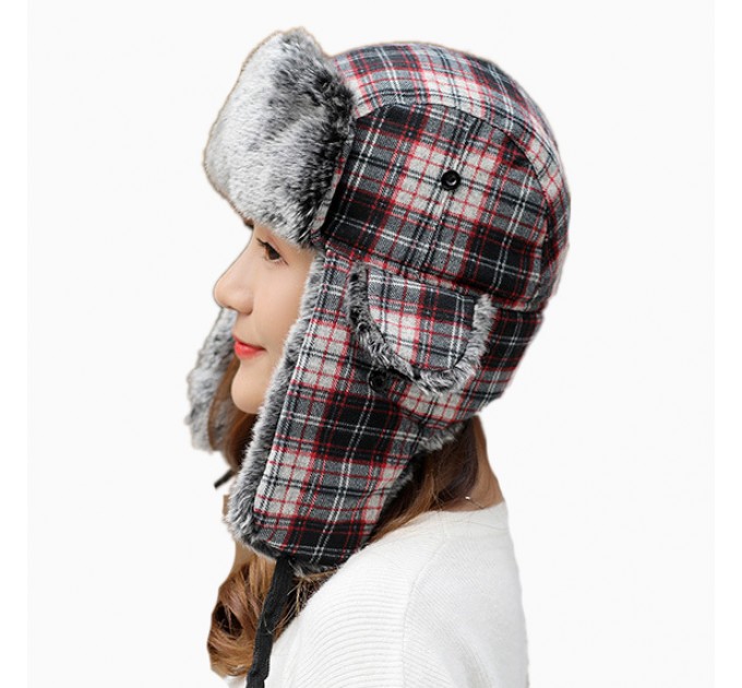 Шапка вушанка картата