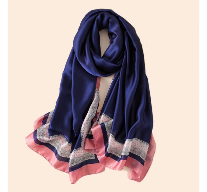 Шовковий жіночий шарф синій