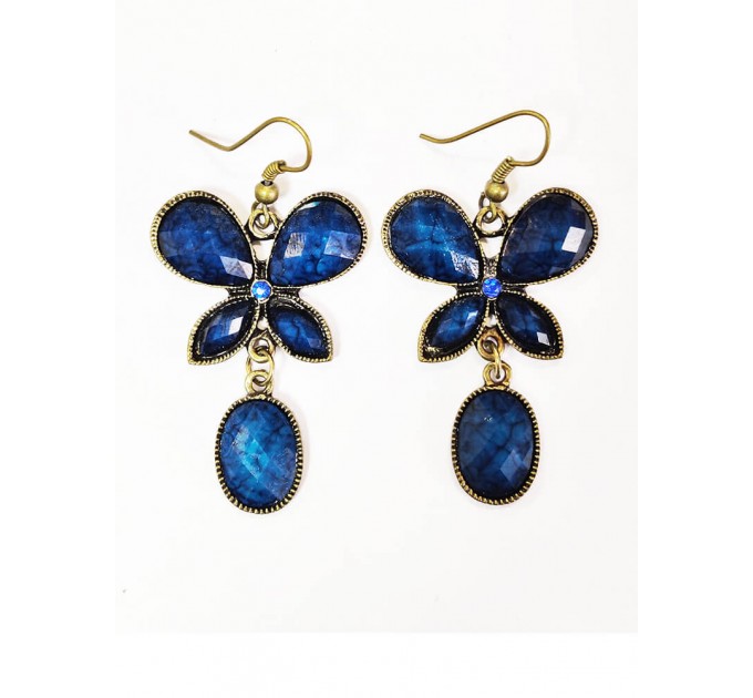 Сережки з блакитними камінням у формі метеликів Барбара