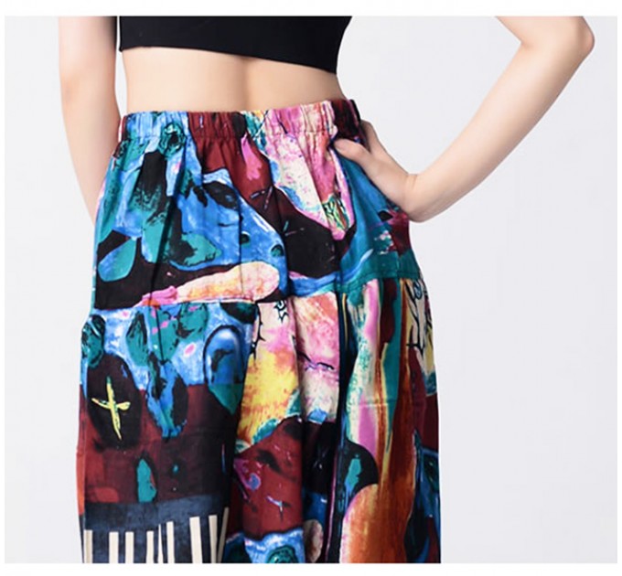 Жіночі брюки з низькою матнею кольорові лляні