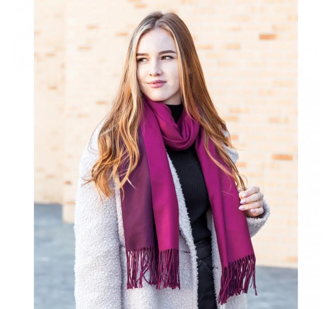 Палантин шарф фіолетовий двосторонній кашемір