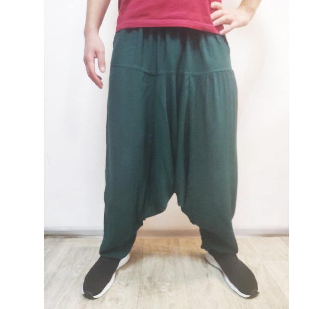 Чоловічі штани алладіни зелені однотонні