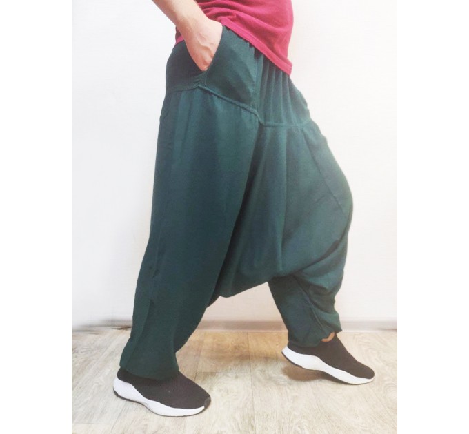 Чоловічі штани алладіни зелені однотонні