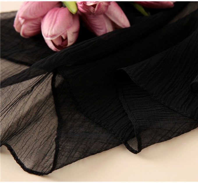 Шифоновий жіночий шарф чорний легкий